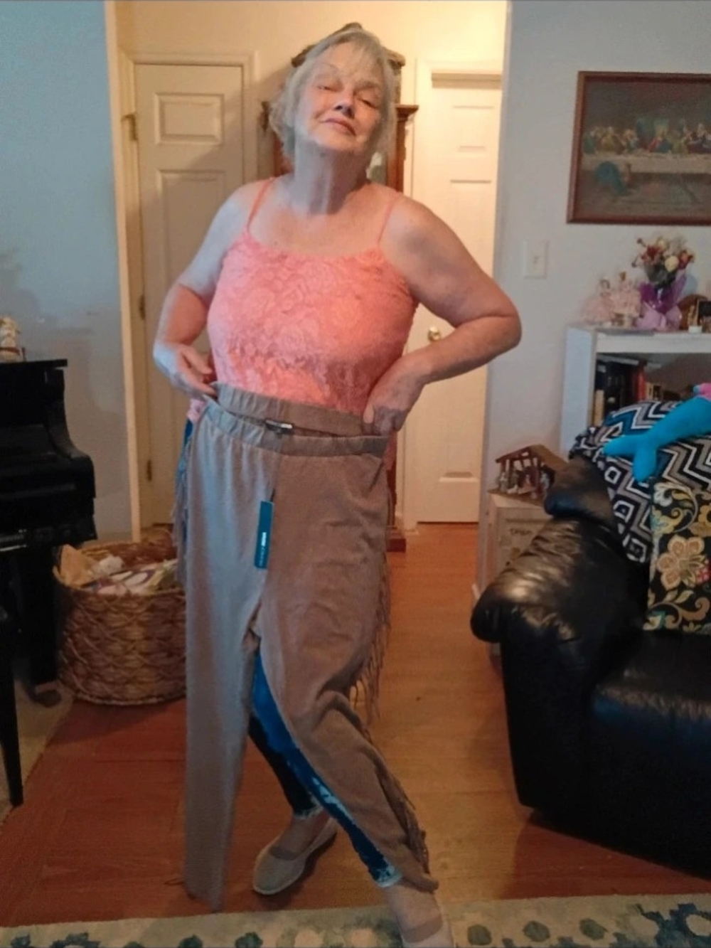 Fashion Nova Tan Fringe Legging